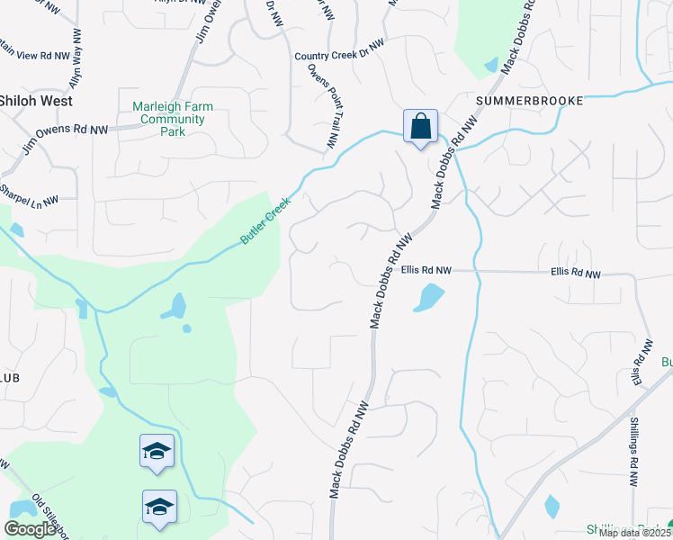 map of restaurants, bars, coffee shops, grocery stores, and more near 3415 Kenyon Creek Drive Northwest in Kennesaw