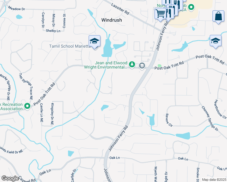 map of restaurants, bars, coffee shops, grocery stores, and more near 4041 Tritt Homestead Drive in Marietta