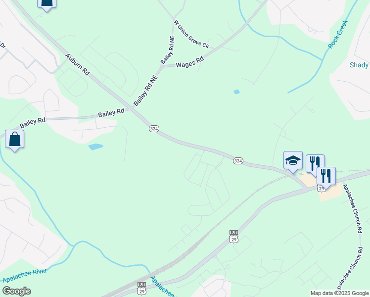 map of restaurants, bars, coffee shops, grocery stores, and more near 140 Hill's Shop Road in Auburn
