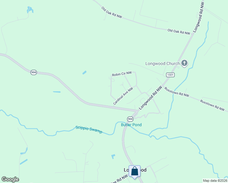 map of restaurants, bars, coffee shops, grocery stores, and more near 2463 Cardinal Avenue Northwest in Longwood