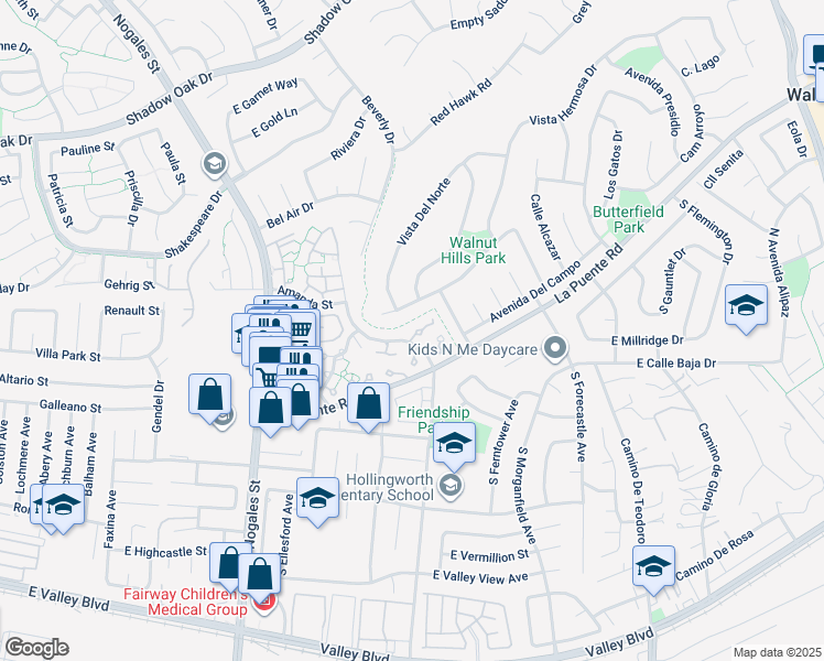map of restaurants, bars, coffee shops, grocery stores, and more near 2902 Topaz Lane in West Covina