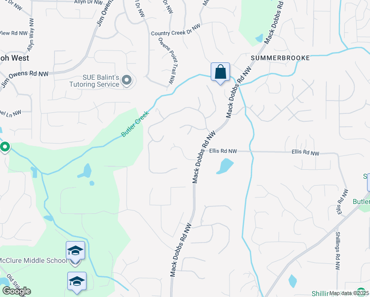 map of restaurants, bars, coffee shops, grocery stores, and more near 3345 Kenyon Creek Drive Northwest in Kennesaw