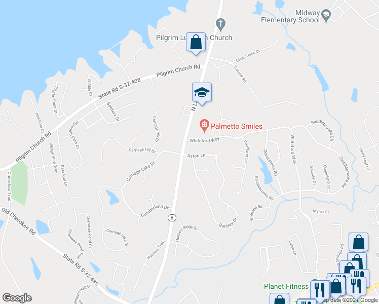 map of restaurants, bars, coffee shops, grocery stores, and more near 207 Aston Lane in Lexington