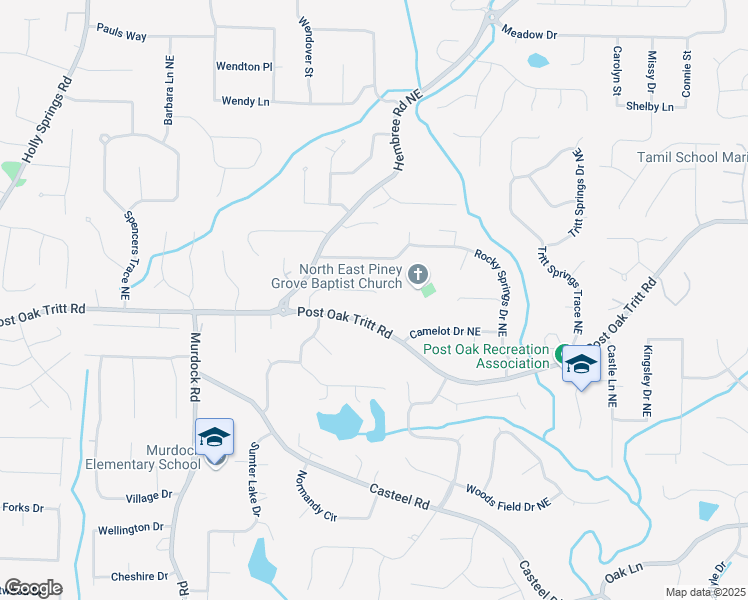 map of restaurants, bars, coffee shops, grocery stores, and more near 3298 Robinson Oaks Way Northeast in Marietta