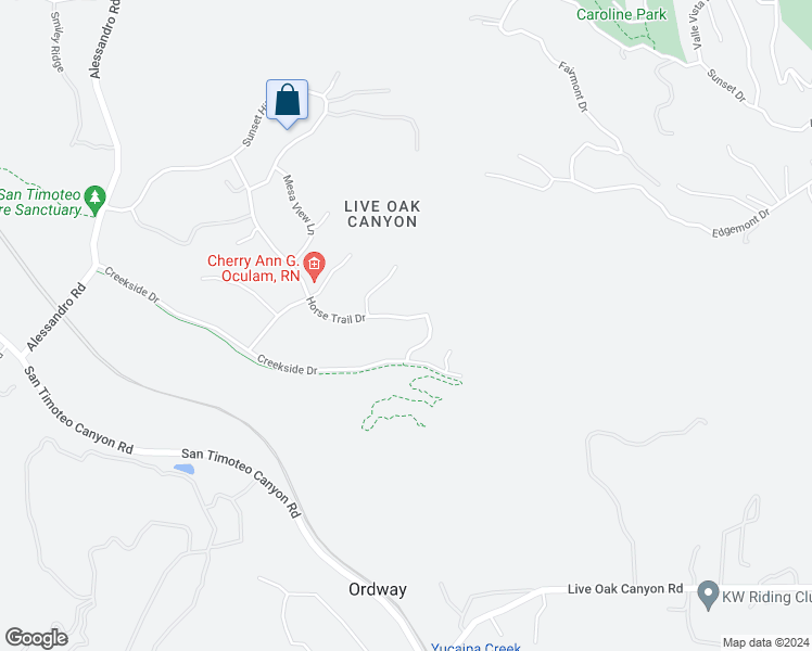 map of restaurants, bars, coffee shops, grocery stores, and more near 2136 Horse Trail Drive in Redlands