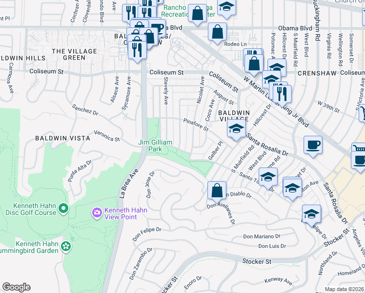 map of restaurants, bars, coffee shops, grocery stores, and more near 4070 Ursula Avenue in Los Angeles