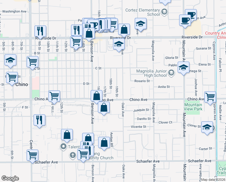 map of restaurants, bars, coffee shops, grocery stores, and more near in Ontario