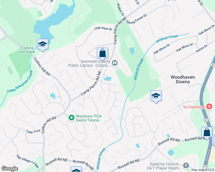 map of restaurants, bars, coffee shops, grocery stores, and more near 1896 Lake Ridge Terrace in Lawrenceville