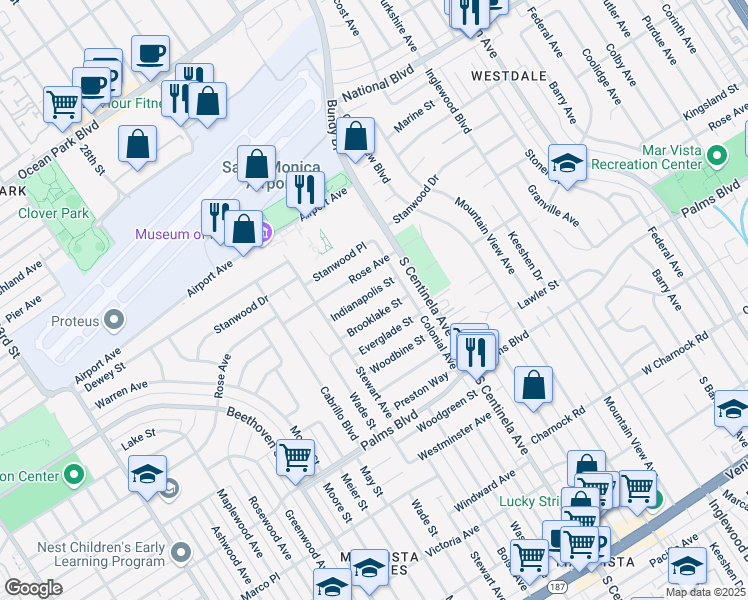 map of restaurants, bars, coffee shops, grocery stores, and more near 12543 Brooklake Street in Los Angeles