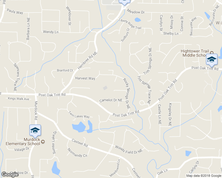 map of restaurants, bars, coffee shops, grocery stores, and more near 3421 Rocky Springs Court Northeast in Marietta