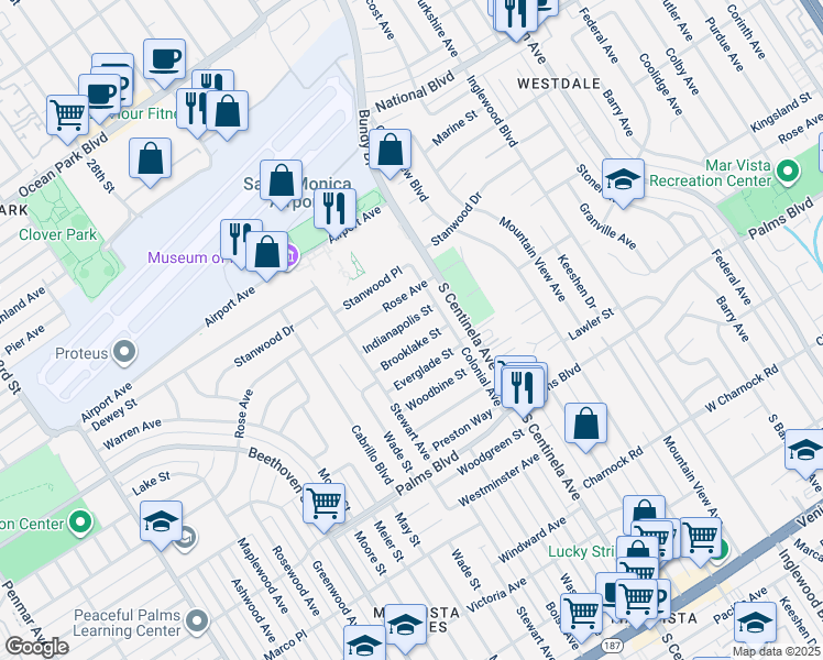 map of restaurants, bars, coffee shops, grocery stores, and more near 12543 Brooklake Street in Los Angeles