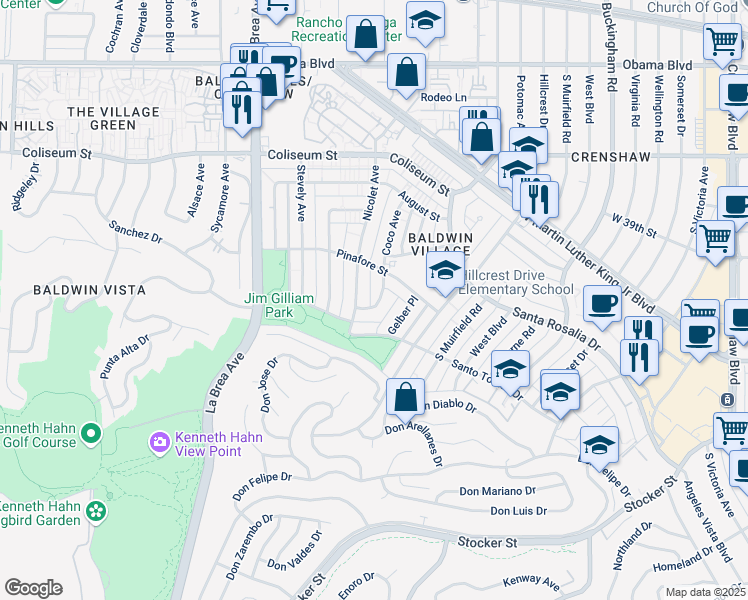map of restaurants, bars, coffee shops, grocery stores, and more near 4049 Gelber Place in Los Angeles