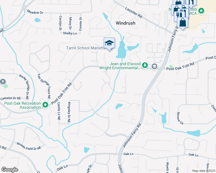 map of restaurants, bars, coffee shops, grocery stores, and more near 4085 Tritt Homestead Drive in Marietta
