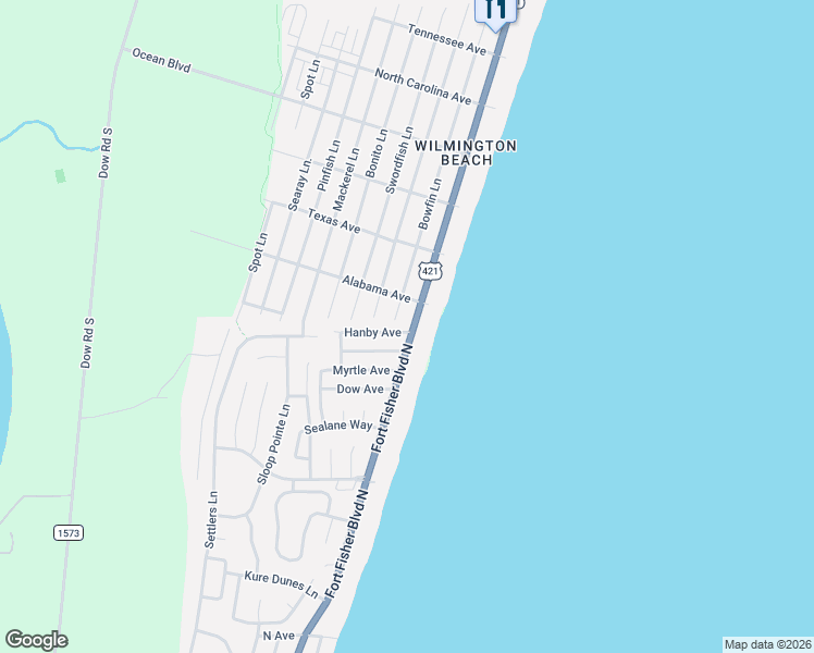 map of restaurants, bars, coffee shops, grocery stores, and more near 1101 Fort Fisher Boulevard North in Carolina Beach