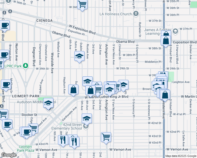 map of restaurants, bars, coffee shops, grocery stores, and more near 3937 2nd Avenue in Los Angeles
