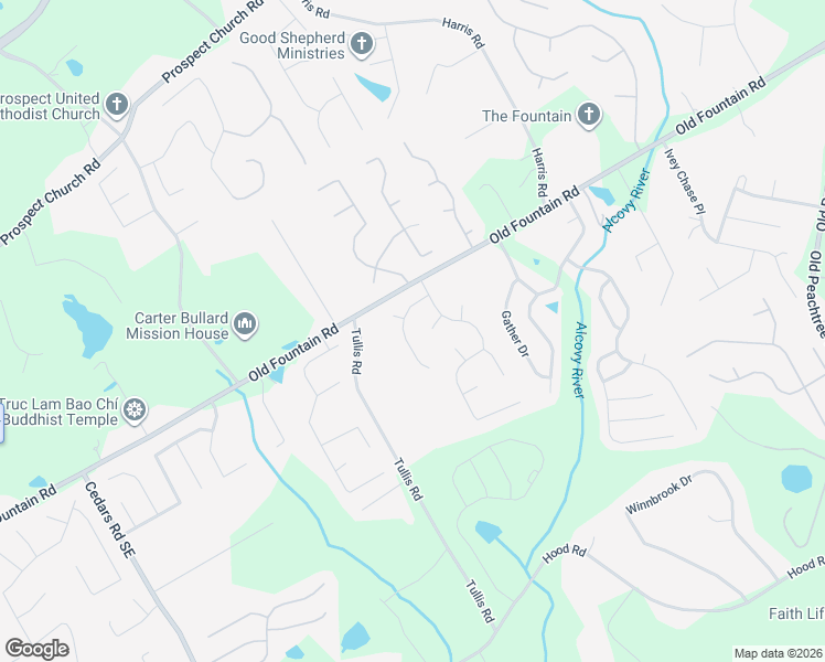 map of restaurants, bars, coffee shops, grocery stores, and more near 1801 Fontana Lane in Lawrenceville