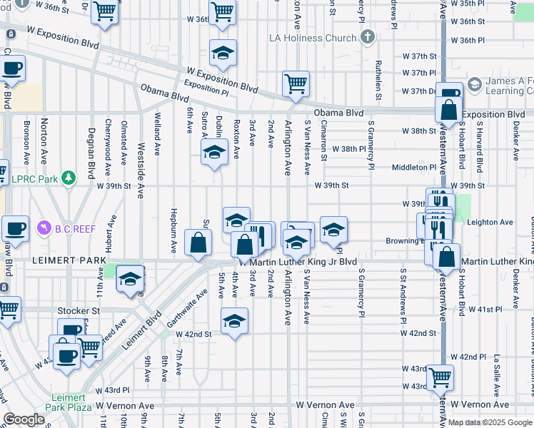 map of restaurants, bars, coffee shops, grocery stores, and more near 3937 2nd Avenue in Los Angeles
