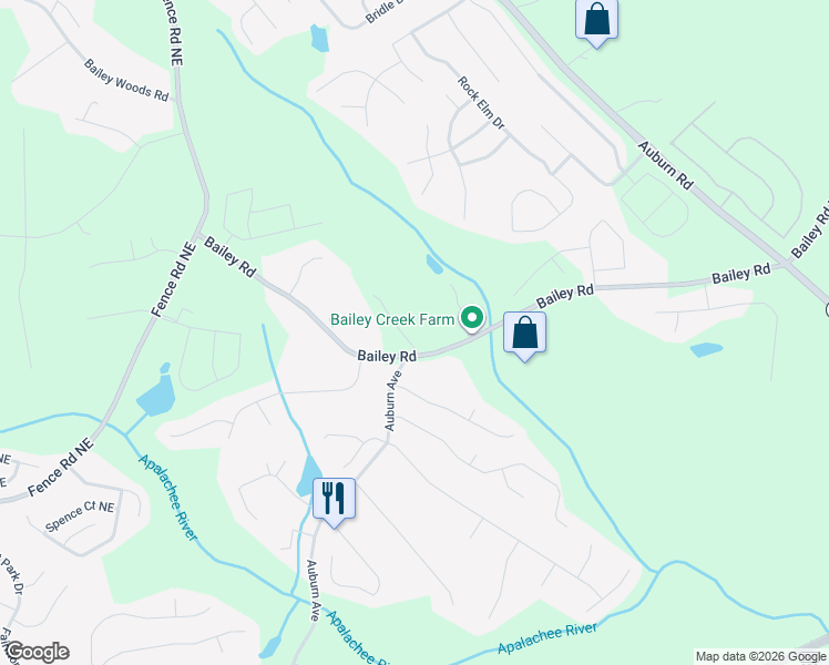 map of restaurants, bars, coffee shops, grocery stores, and more near 3287 Bailey Road in Dacula