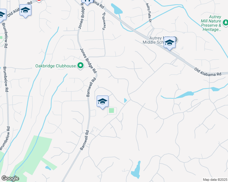 map of restaurants, bars, coffee shops, grocery stores, and more near 1025 Abingdon Lane in Alpharetta