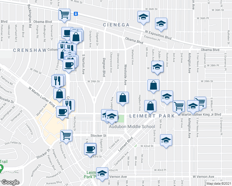 map of restaurants, bars, coffee shops, grocery stores, and more near 3916 Cherrywood Avenue in Los Angeles