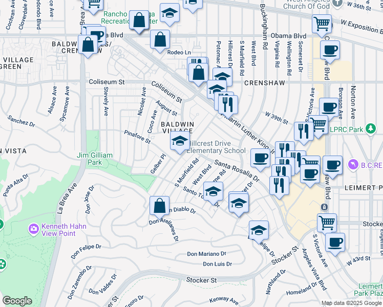 map of restaurants, bars, coffee shops, grocery stores, and more near in Los Angeles