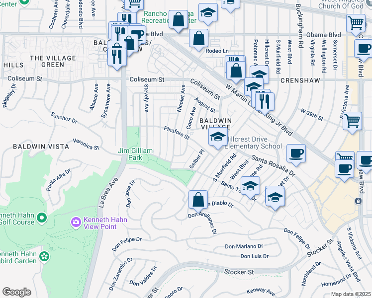 map of restaurants, bars, coffee shops, grocery stores, and more near 4534 Pinafore Street in Los Angeles