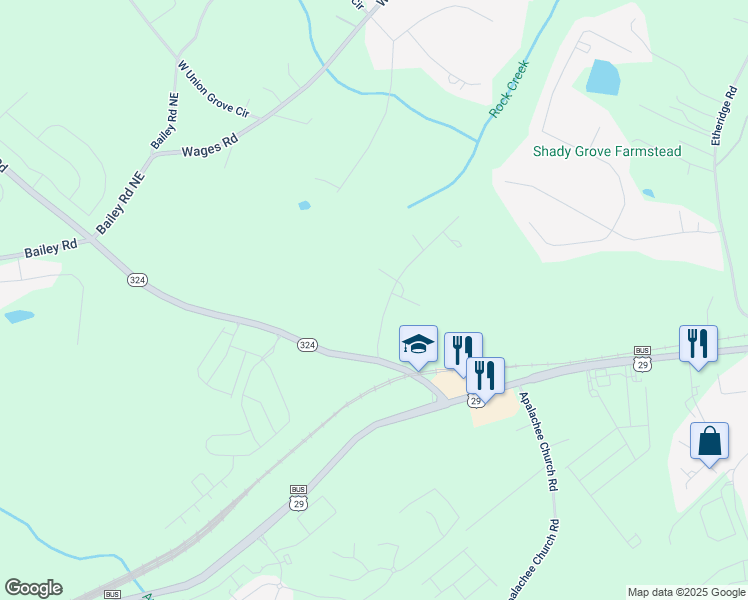 map of restaurants, bars, coffee shops, grocery stores, and more near 102 Pine Tree Lane in Auburn