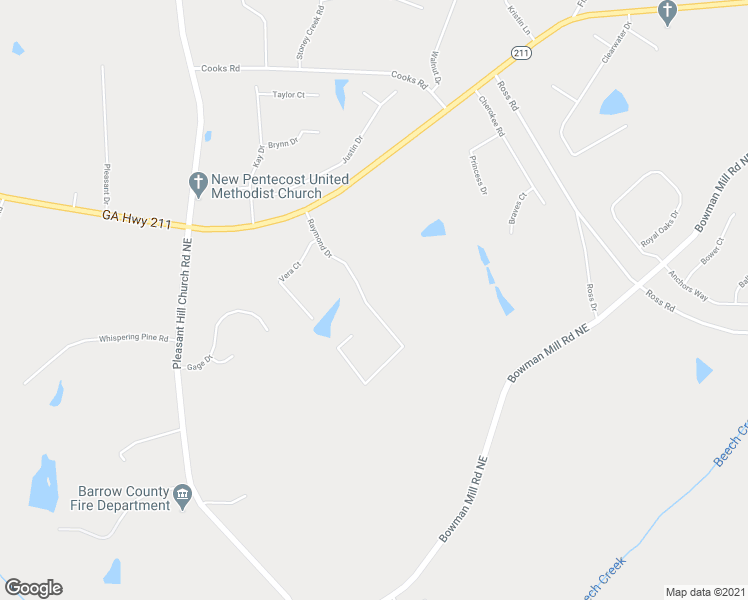 map of restaurants, bars, coffee shops, grocery stores, and more near 430 Raymond Drive in Winder