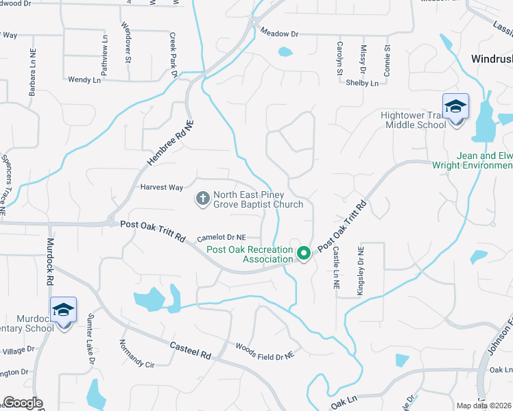 map of restaurants, bars, coffee shops, grocery stores, and more near 2586 Rocky Springs Drive Northeast in Marietta