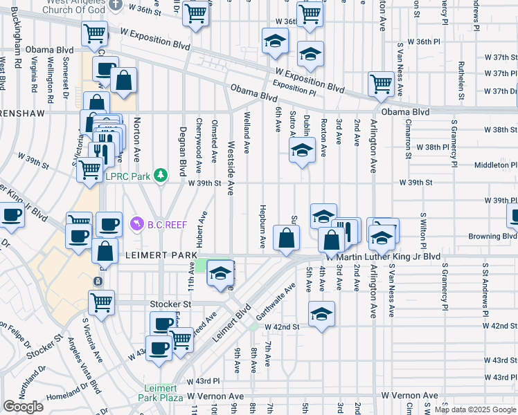 map of restaurants, bars, coffee shops, grocery stores, and more near 3916 Welland Avenue in Los Angeles