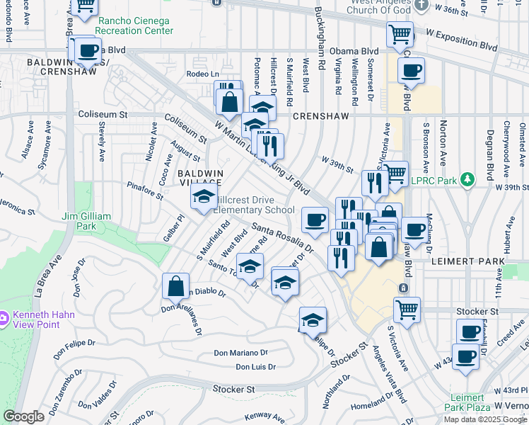 map of restaurants, bars, coffee shops, grocery stores, and more near 4040 Palmwood Drive in Los Angeles