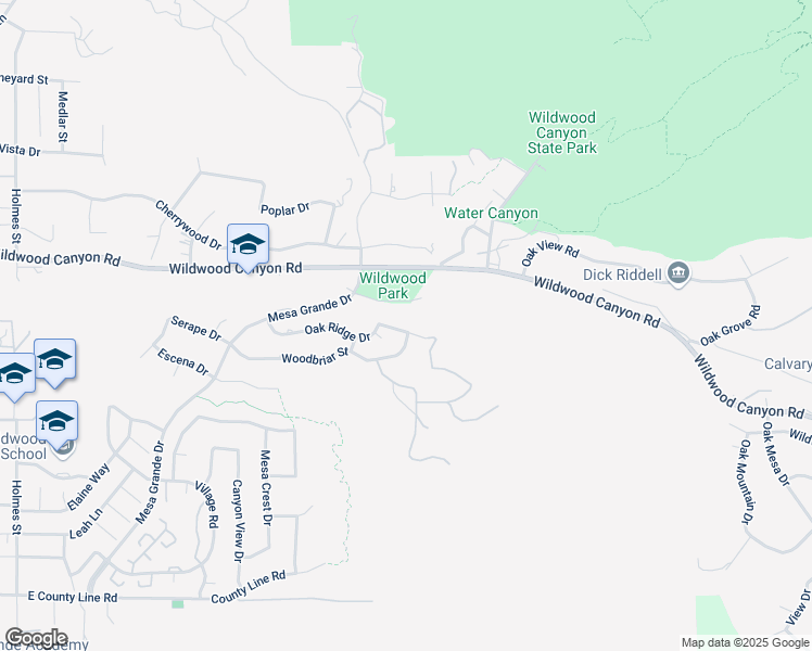map of restaurants, bars, coffee shops, grocery stores, and more near 36608 Oak Ridge Drive in Yucaipa
