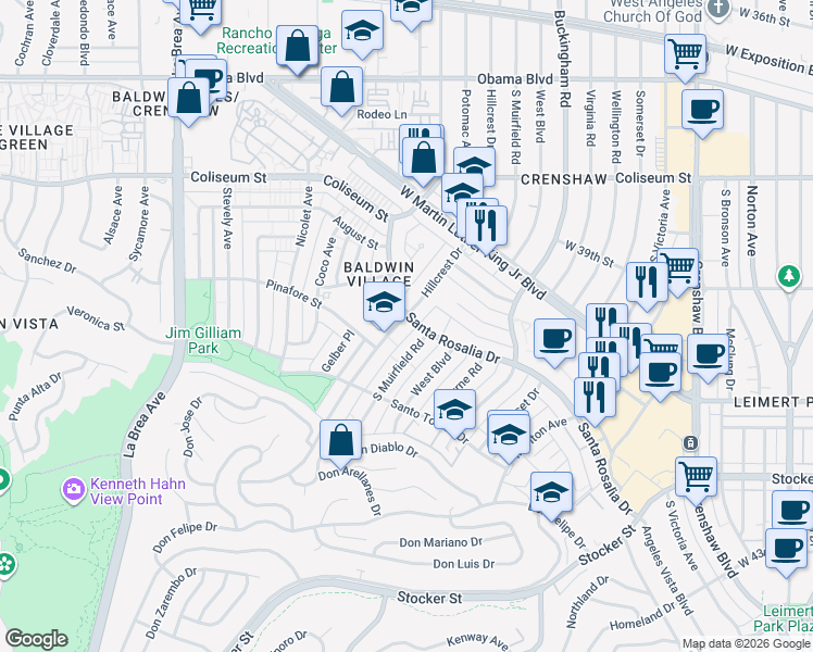 map of restaurants, bars, coffee shops, grocery stores, and more near in Los Angeles