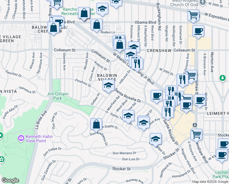 map of restaurants, bars, coffee shops, grocery stores, and more near in Los Angeles