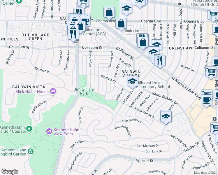map of restaurants, bars, coffee shops, grocery stores, and more near 4017 Nicolet Avenue in Los Angeles