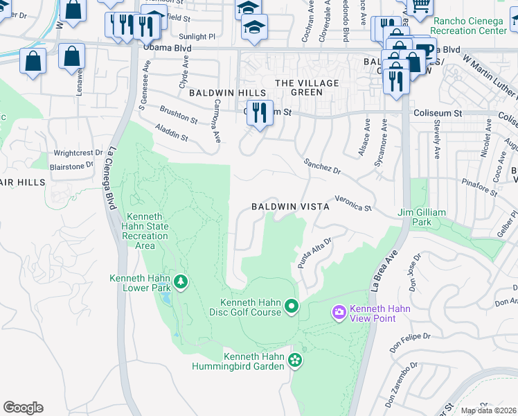 map of restaurants, bars, coffee shops, grocery stores, and more near 4103 South Cloverdale Avenue in Los Angeles