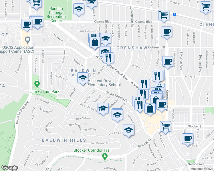 map of restaurants, bars, coffee shops, grocery stores, and more near 4115 Palmwood Drive in Los Angeles