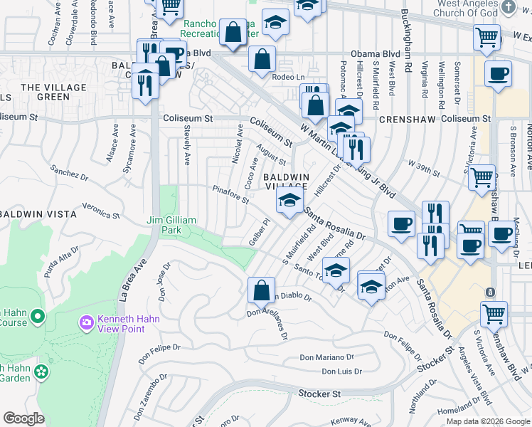 map of restaurants, bars, coffee shops, grocery stores, and more near 3970 Potomac Avenue in Los Angeles