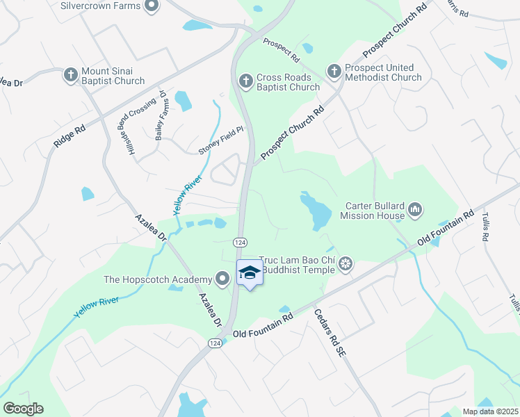 map of restaurants, bars, coffee shops, grocery stores, and more near 1373 West Prospect Drive Northeast in Lawrenceville