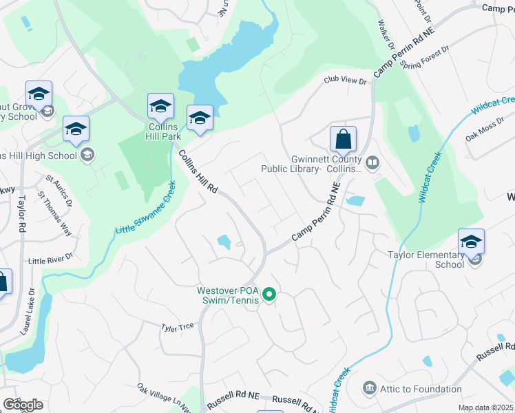 map of restaurants, bars, coffee shops, grocery stores, and more near 290 Parliament Court in Lawrenceville