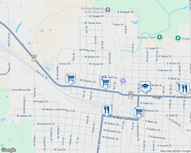 map of restaurants, bars, coffee shops, grocery stores, and more near 708 South Dewitt Street in Hugo