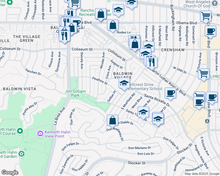 map of restaurants, bars, coffee shops, grocery stores, and more near 4510 Pinafore Street in Los Angeles