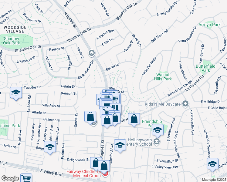 map of restaurants, bars, coffee shops, grocery stores, and more near in Covina