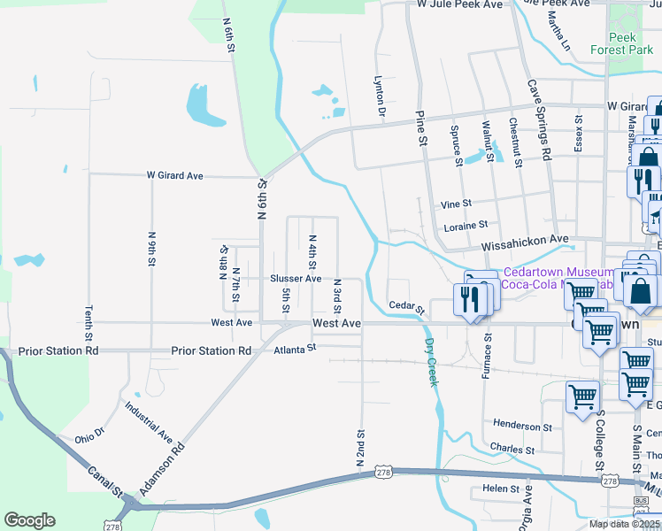 map of restaurants, bars, coffee shops, grocery stores, and more near 310 4th Street in Cedartown