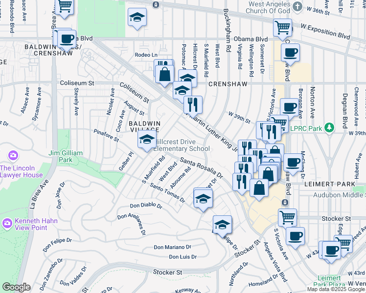 map of restaurants, bars, coffee shops, grocery stores, and more near 4112 Palmwood Drive in Los Angeles