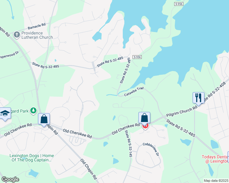 map of restaurants, bars, coffee shops, grocery stores, and more near 109 Triami Path in Lexington