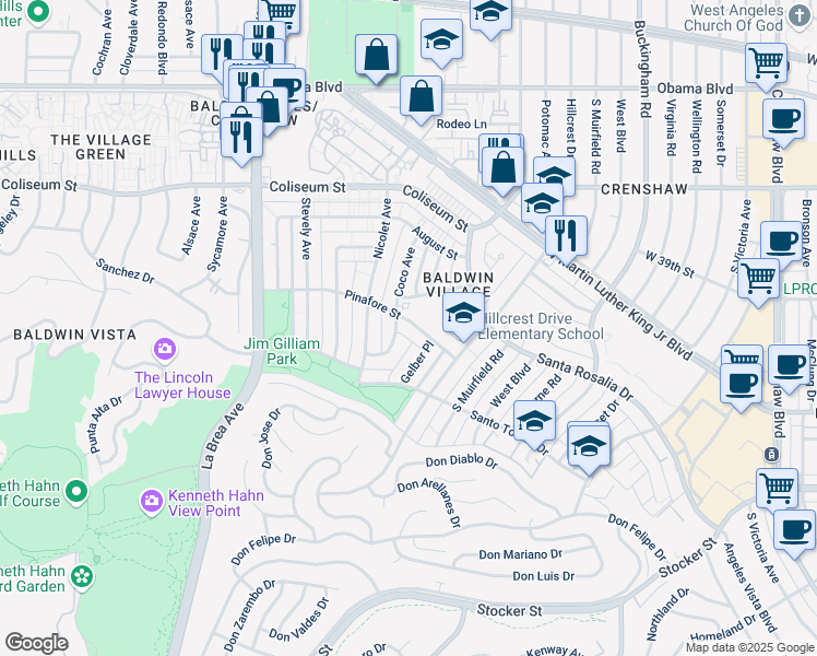 map of restaurants, bars, coffee shops, grocery stores, and more near 4534 Pinafore Street in Los Angeles