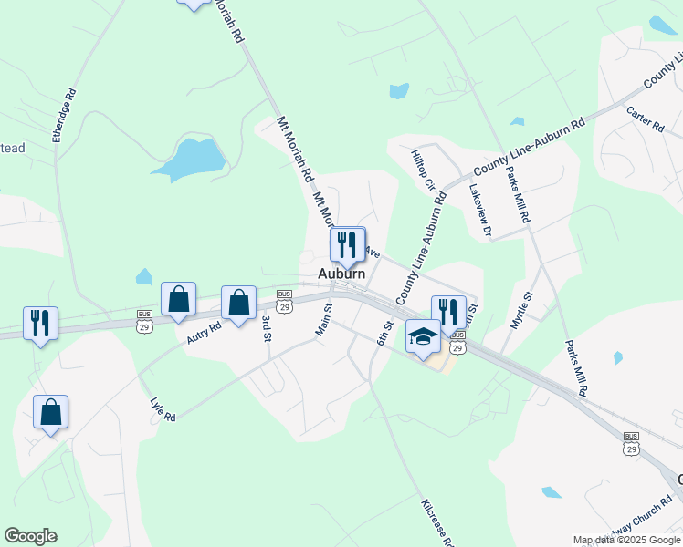 map of restaurants, bars, coffee shops, grocery stores, and more near in Auburn