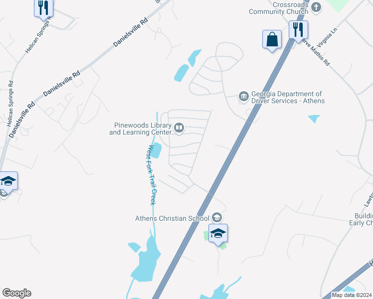 map of restaurants, bars, coffee shops, grocery stores, and more near 1465 U.S. 29 in Athens