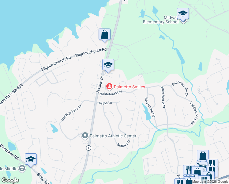 map of restaurants, bars, coffee shops, grocery stores, and more near 151 Whiteford Way in Lexington